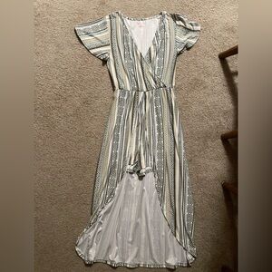 No Boundaries Geometric Striped Maxi Dress - Black, White, Gray